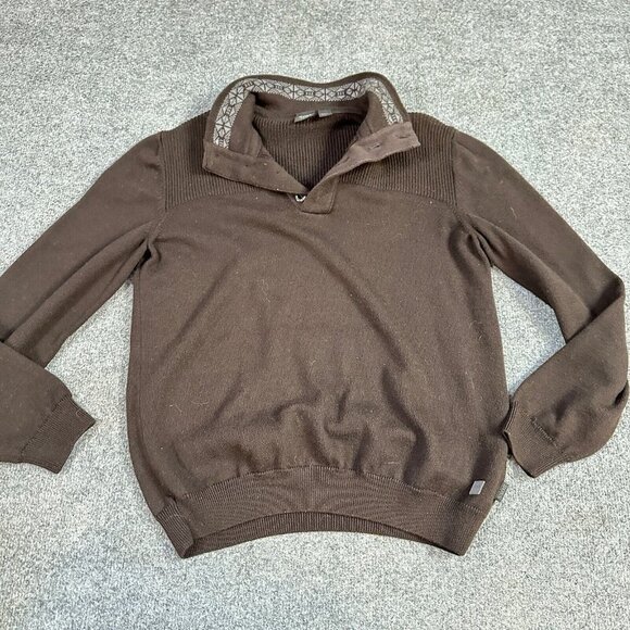 Hugo Boss Lancelot Sweater L Brown Slim Fit Shawl Collar Virgin Wool - Picture 2 of 11